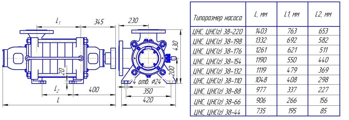 ЦНС 38 габар насоса ru 1